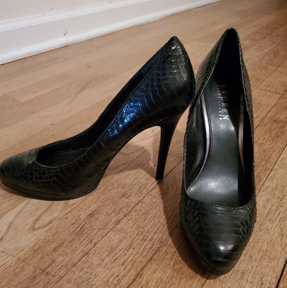 RL Real Snakeskin Pumps